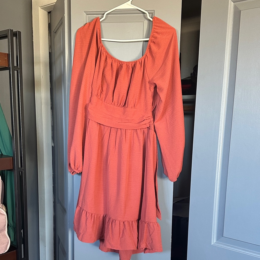 Long Sleeve Ruffle Hem Dress